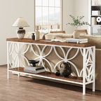 Extra Long Sofa Table with Metal Frame & Rustic Wood Finish - 70.86  L x 11.81  W x 31.88  H