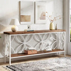 Extra Long Sofa Table with Metal Frame & Rustic Wood Finish - 70.86  L x 11.81  W x 31.88  H